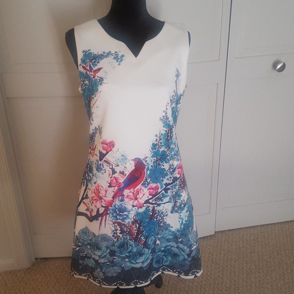 Smashed Lemon Jurk Flower Birds Dress NWT